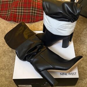Nine West Black Slouchy Heeled Boots